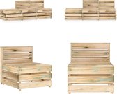 vidaXL 3-delige Loungeset groen geïmpregneerd grenenhout - Pallet Loungeset - Pallet Loungesets - Tuinset - Tuinsets