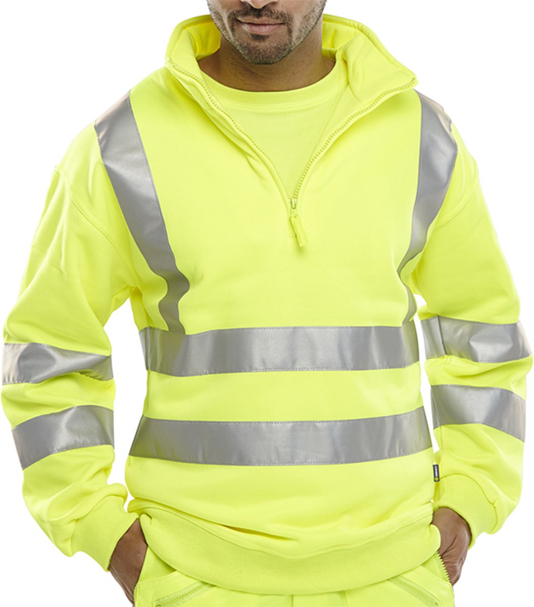 Beeswift Sweatshirt met rits - Geel - Maat XL