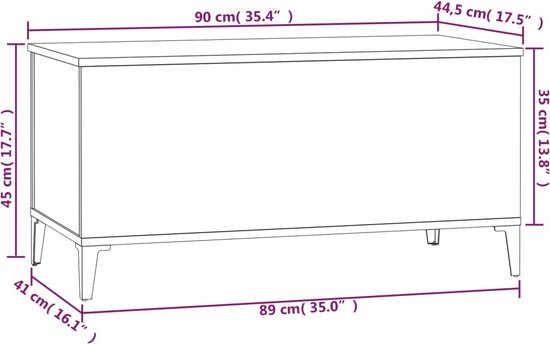 VidaXL - Salontafel - 90x44,5x45 - cm - bewerkt - hout - wit VidaXL - Salontafel - 90x44,5x45 - cm - bewerkt - hout - wit