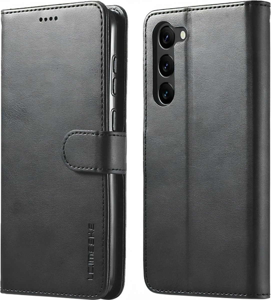 GalaxyGuard© Hoesje Geschikt voor Samsung Galaxy S24 Ultra | Samsung Smart View Wallet Case | S24 ultra hoesje | Zwart