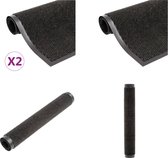 vidaXL Droogloopmatten 2 st rechthoekig getuft 60x90 cm zwart - Deurmat - Deurmatten - Droogloopmat - Droogloopmatten