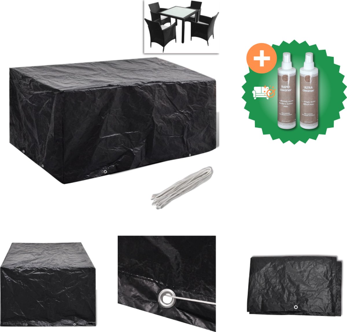 VidaXL Tuinmeubelhoes met 8 oogjes 180x140x90 cm Tuinmeubelhoes Inclusief Onderhoudsset
