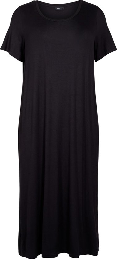 ZIZZI VFREJA SS 7/8 DRESS Dames Jurk - Black - Maat XL (54-56)