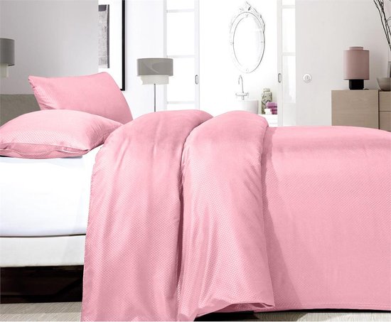 HAVOP Roze Dekbedovertrek Tweepersoons 200x200 Cm - Reliëf Strepen Microvezel