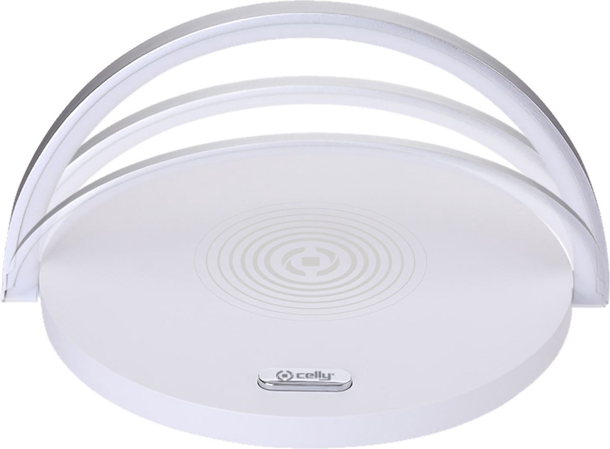 Celly ProLight Draadloze oplader - Met LED lamp - 15W Wireless Charger geschikt voor o.a. iPhone en Samsung - Wit