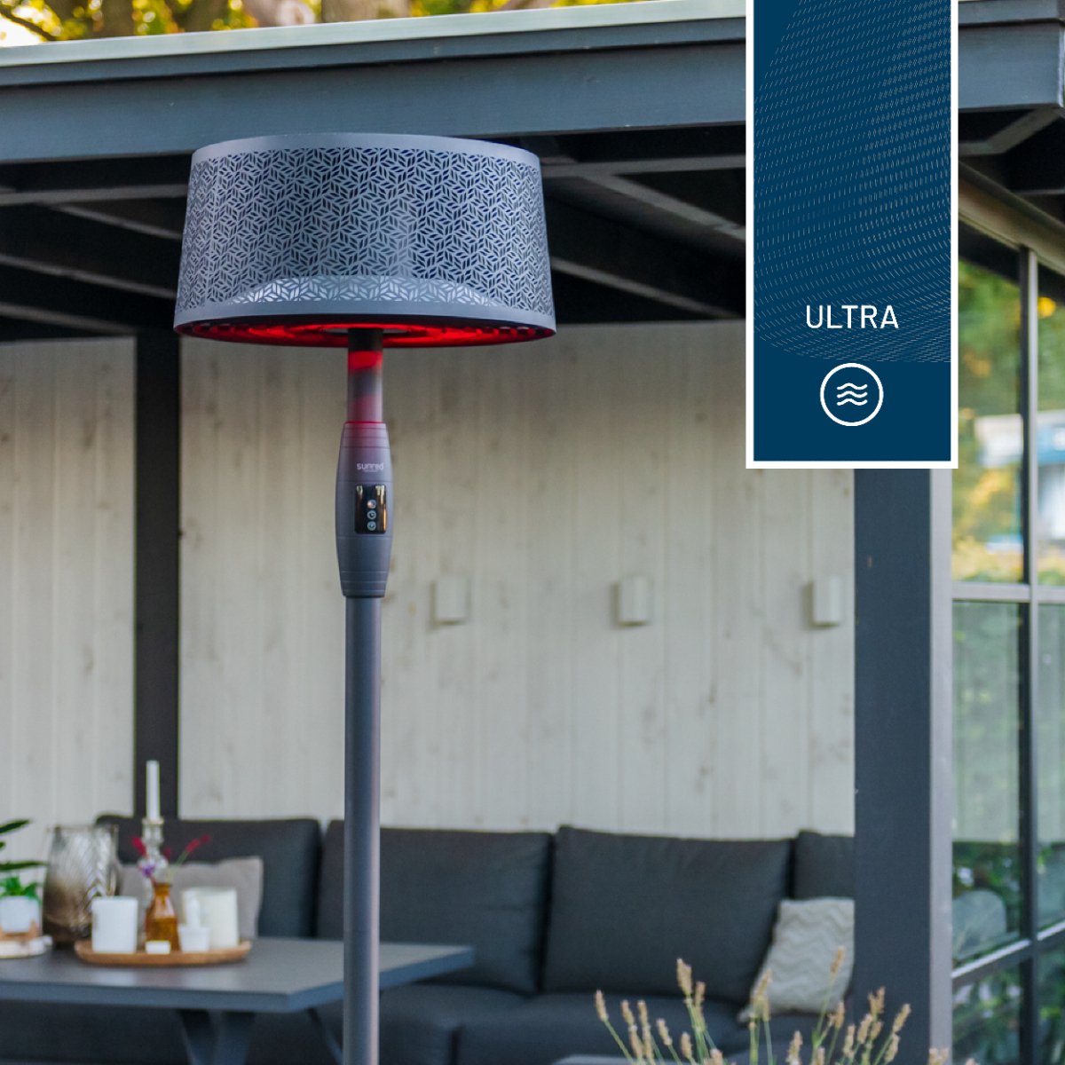 Sunred Moderna Artix Ultra 2000 W - Chauffage de terrasse sur pied - Noir