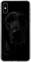 Geschikt voor iPhone Xs hoesje - Hond - Huisdier - Zwart - Siliconen Telefoonhoesje