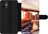 Bookcase Geschikt voor iPhone 12 Mini telefoonhoesje - New York - Brooklyn - Bridge - Met vakjes - Wallet case met magneetsluiting