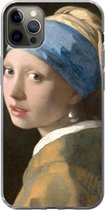 Geschikt voor iPhone 12 Pro Max hoesje - Meisje met de Parel - Schilderij van Johannes Vermeer - Siliconen Telefoonhoesje