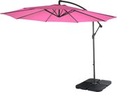 Acerra zweefparasol, parasol, Ø 3m kantelbaar, polyester/staal 11kg ~ roze met voet