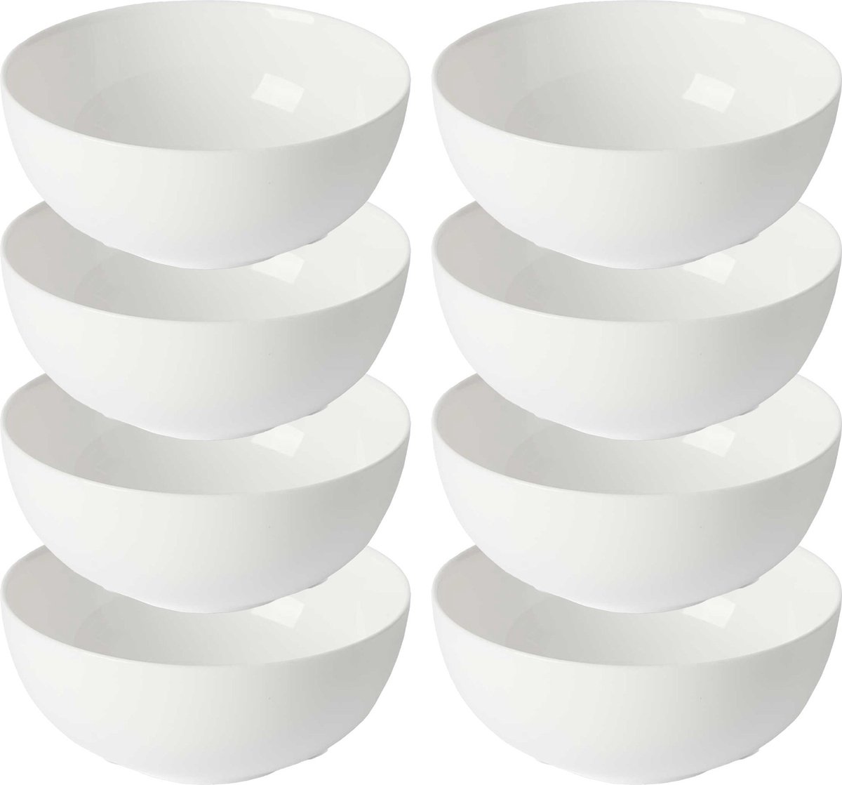 Vivalto Kommetjes serveer schaaltjes soepkommen 8x Opal keramiek D15 x H6 cm ivoor wit Stapelbaar