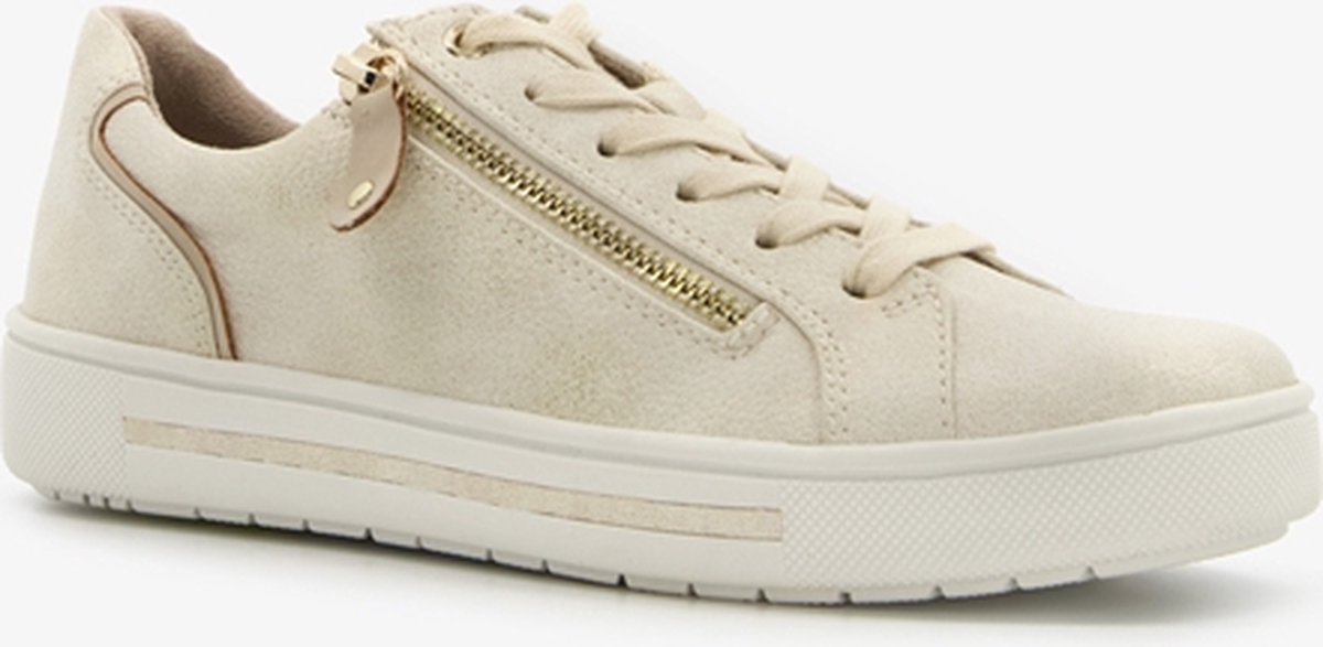 Softline dames sneakers beige met gouden glitters - Maat 40