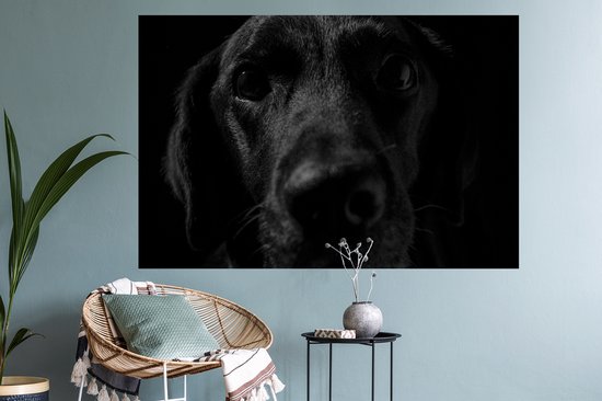Muurstickers - Sticker Folie - Hond - Huisdier - Zwart - 120x80 cm - Plakfolie - Muurstickers Kinderkamer - Zelfklevend Behang - Zelfklevend behangpapier - Stickerfolie