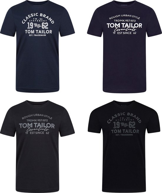 Tom Tailor T-Shirt Homme Col Rond 4 Pack Regular Fit Multicolore