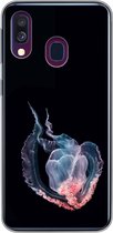 Geschikt voor Samsung Galaxy A40 hoesje - Kwallen - Zeedieren - Zwart - Siliconen Telefoonhoesje