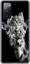 Geschikt voor Samsung Galaxy S20 FE hoesje - Giraffe - Dier - Zwart - Wit - Siliconen Telefoonhoesje