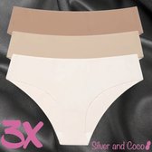 SilverAndCoco® - 3 stuks Naadloze Onderbroek / Seamless Broekje Dames / Zacht Brazilian Slipje / Naadloos Stretch Ondergoed Vrouw / Hipster Dames Lingerie Broekje Slip White - Wit Beige Nude / Small