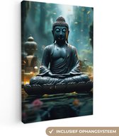 Canvas Schilderij 80x120 cm - Boeddha - Beeld - Buddha - Zen - Kunst - Boedha - Wanddecoratie - Muurdecoratie woonkamer - Kamer decoratie - Wanddoek binnen - Woonaccessoires