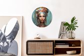 WallCircle - Muurstickers - Behangcirkel - Vrouw - Kunst - Sieraden - Portret - ⌀ 30 cm - Muurcirkel - Zelfklevend - Ronde Behangsticker