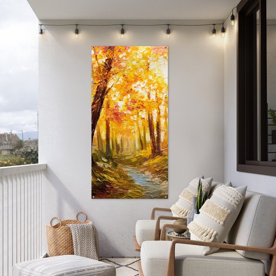 Décoration murale d'extérieur Peinture - Automne - Forêt - Huile - 80x160 cm