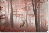 Affiche de jardin Cerf - Forêt - Rouge - Automne - 120x80 cm - Jardin