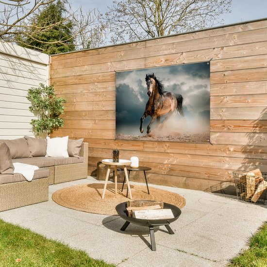 Tuinposter - Tuindoek - Tuinposters buiten - Paard - Dieren - Bruin - Natuur - 120x80 cm - Tuin