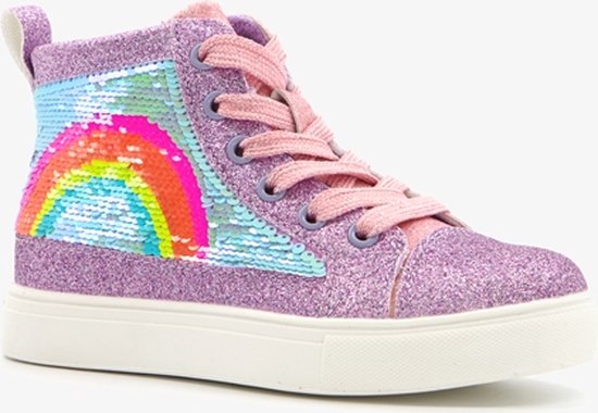 Bue Box meisjes sneakers met regenboog - Paars - Uitneembare zool