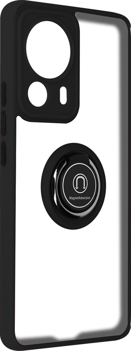 Bi-materiaal Case geschikt voor Xiaomi 13 Lite Ring Stand-Functie Zwart