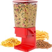 Graandispenser met capaciteit 5L - Dispenser voor ontbijtgranen, cornflakes, muesli, pasta, droogvoer - Voedseldispenser voor honden en katten - keuken, ontbijt - rood