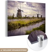 Peinture sur Verre - Moulins à vent à Vent au Lever du Soleil - 120x80 cm - Peintures sur Verre Peintures - Photo sur Glas