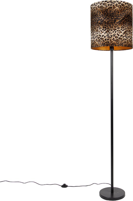QAZQA simplo - Moderne Vloerlamp | Staande Lamp met kap - 1 lichts - H 1840 mm - Luipaard print - Woonkamer | Slaapkamer | Keuken