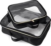YONO Reis Toilettas Set voor Toiletartikelen – Transparante Travel Organizer Bag 2-Pack - Zwart