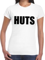 HUTS tekst t-shirt wit voor dames - dames fun shirts XS