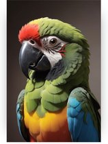 Portret papegaai poster - Vogel wanddecoratie - Posters papegaai - Wanddecoratie klassiek - Woonkamer posters - Kunst - 80 x 120 cm