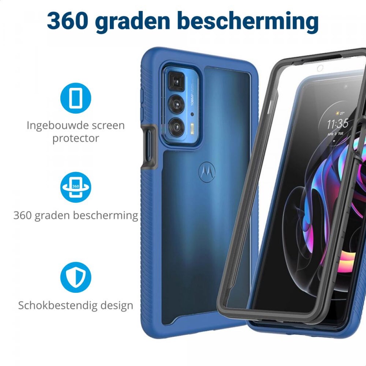thumbnail: étui TPU Transparent Dégradé Coque Motorola Edge 20 Pro - Protection Verre Trempé - TPU Transparent - Cadre Coloré étui TPU Anti-choc