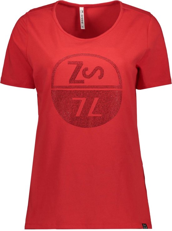 Zoso T-shirt Destiny T Shirt With Studs 241 0019 Red Dames Maat - XL
