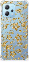 Smartphone hoesje Geschikt voor Xiaomi Redmi Note 12 5G Hoesje Bumper met transparante rand Gouden Bloemen