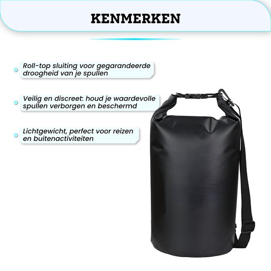 Somstyle Drybag 5 Liter - Droog Tas Waterdicht met Schouderriem - Voor Outdoor, Vakantie, Travel & Zwemmen - Zwart