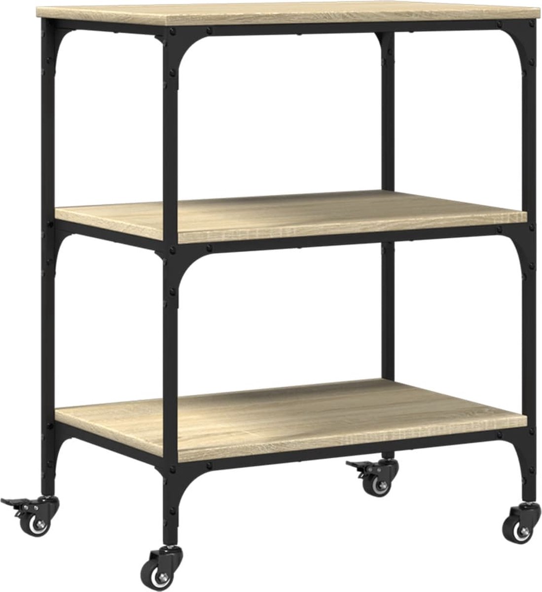 vidaXL Keukentrolley 60x41x76 cm bewerkt hout sonoma eikenkleurig
