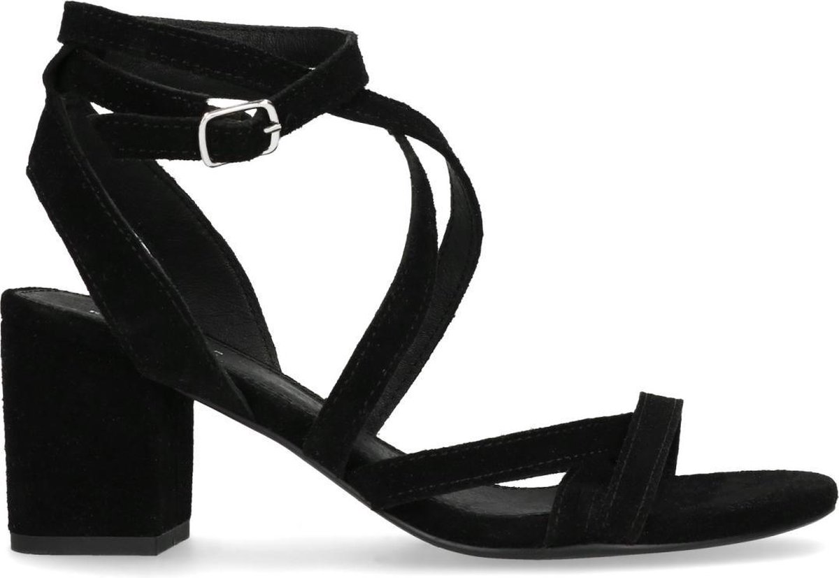 Sacha - Dames - Zwarte sandalen met lage hak - Maat 42 | bol.com