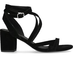 Sacha - Dames - Zwarte sandalen met lage hak - Maat 42 | bol.com