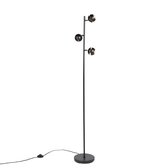 QAZQA buell - Moderne Vloerlamp | Staande Lamp - 3 lichts - H 1500 mm - Zwart Goud - Woonkamer