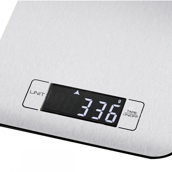 himaly 5 kg digitale keukenweegschaal, roestvrij stalen kookweegschaal met afneembare kom voor bakken en koken, tarra-functie, LCD-display, auto-off