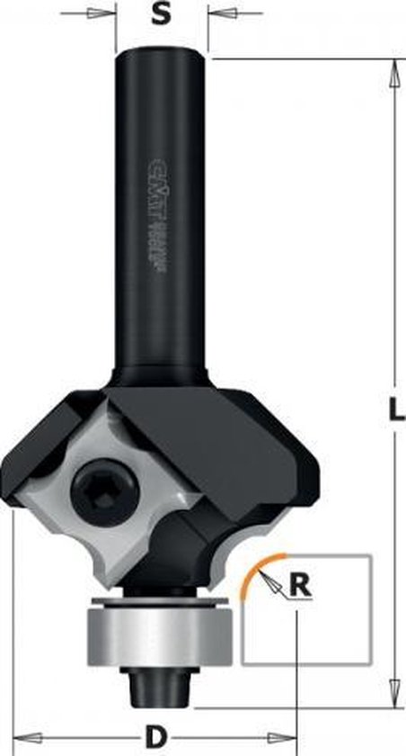CMT HM wisselmes afrondfrees Ø27 x 57,5 mm. R=3, S=Ø8