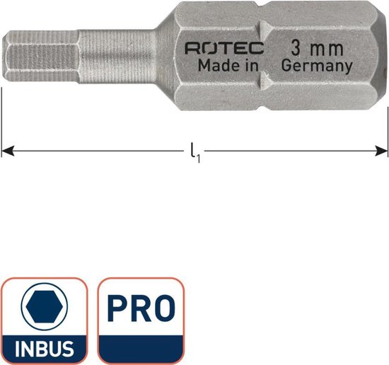 Inbus Plug Rotec PRO Insertbit inbus SW10,0 L=25mm C 6,3 BASIC | bol
