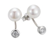 Adriana Oorknopjes  zilver 925 rhod. 2 Zoetwater Wit 7-8mm Romantica A111