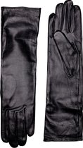 Lange leren handschoenen dames model Isla Color: Black, Size: 7.5