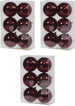 18x Bordeaux rode kunststof kerstballen 10 cm - Glans - Onbreekbare plastic kerstballen - Kerstboomversiering Bordeaux rood