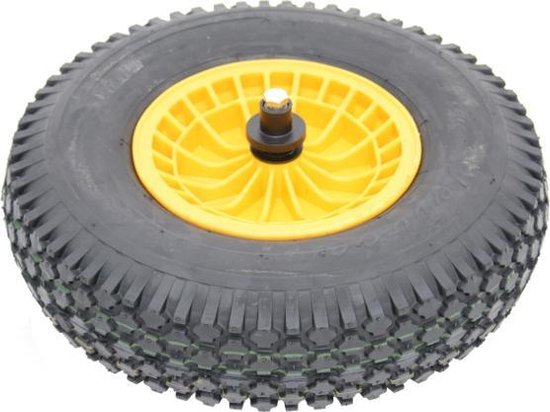 Kruiwagenwiel FORT SMB, kunststof velg Geel, profielband met binnenband, aslengte 130 mm en Ø 20mm van Fort — afbeelding 5