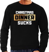 Foute Kersttrui / sweater - Christmas dinner sucks - kerstdiner - zwart voor heren - kerstkleding / kerst outfit S (48)